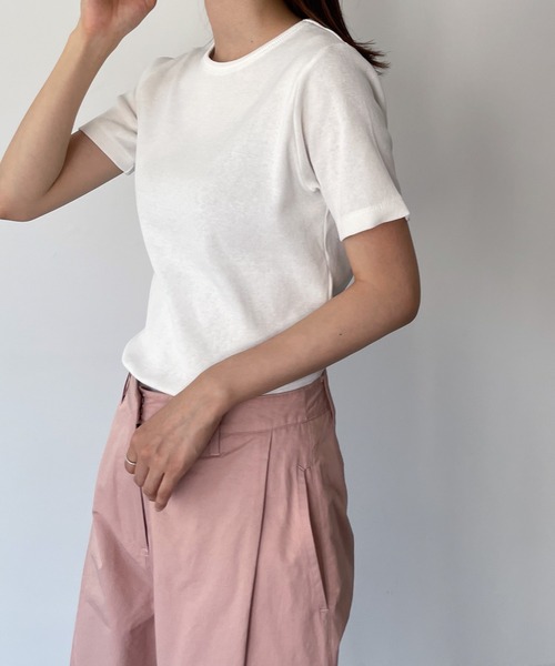 CANAL JEAN（キャナルジーン）の「El mar(エルマール) クルーネックリブ半袖Tシャツ（Tシャツ/カットソー・レディース・ブラック/イエロー/ホワイト・ONE SIZE）」の2枚目の写真