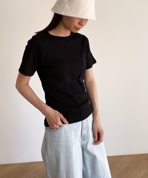 CANAL JEAN（キャナルジーン）の「El mar(エルマール) クルーネックリブ半袖Tシャツ（Tシャツ/カットソー・レディース・ブラック/イエロー/ホワイト・ONE SIZE）」の13枚目の写真