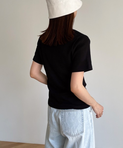 CANAL JEAN（キャナルジーン）の「El mar(エルマール) クルーネックリブ半袖Tシャツ（Tシャツ/カットソー・レディース・ブラック/イエロー/ホワイト・ONE SIZE）」の11枚目の写真