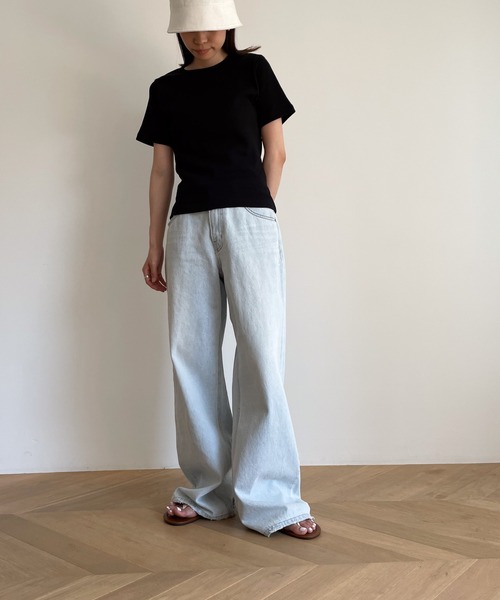 CANAL JEAN（キャナルジーン）の「El mar(エルマール) クルーネックリブ半袖Tシャツ（Tシャツ/カットソー・レディース・ブラック/イエロー/ホワイト・ONE SIZE）」の16枚目の写真