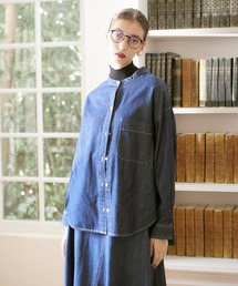 バンドカラーデニムシャツ【セットアップ対応】