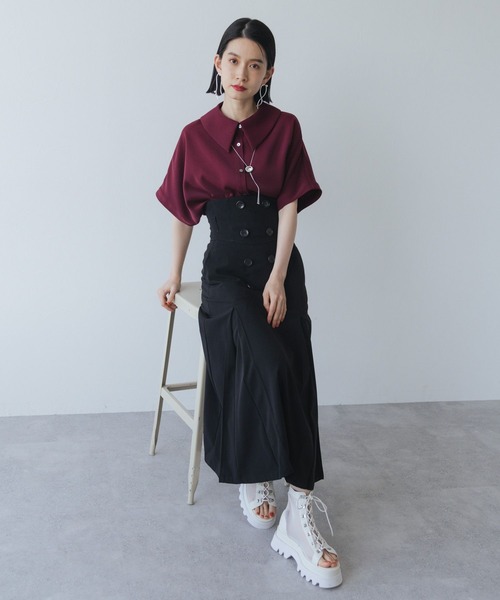 HARE　ハイウエスト　ボタンデザインスカート HARE（ハレ）の「ハイウエストボタンデザインスカート(HARE