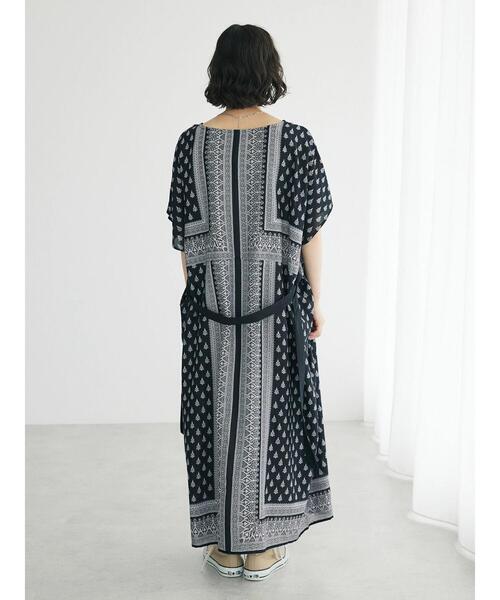 CRAFT STANDARD BOUTIQUE（クラフトスタンダードブティック）の「インドコットン混パネル柄ウエストリボンワンピース（ワンピース・レディース・マスタード/カーキ/ブラック・FREE）」の21枚目の写真