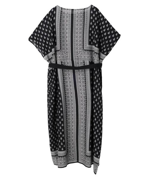 CRAFT STANDARD BOUTIQUE（クラフトスタンダードブティック）の「インドコットン混パネル柄ウエストリボンワンピース（ワンピース・レディース・マスタード/カーキ/ブラック・FREE）」の14枚目の写真