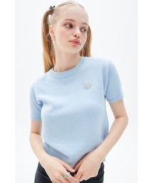 A'GEM/9 × .kom『LUV IS TRUE/ラブ イズ トゥルー』 LOGO WAPPEN KNIT/ロゴワッペン 半袖 ニットソー