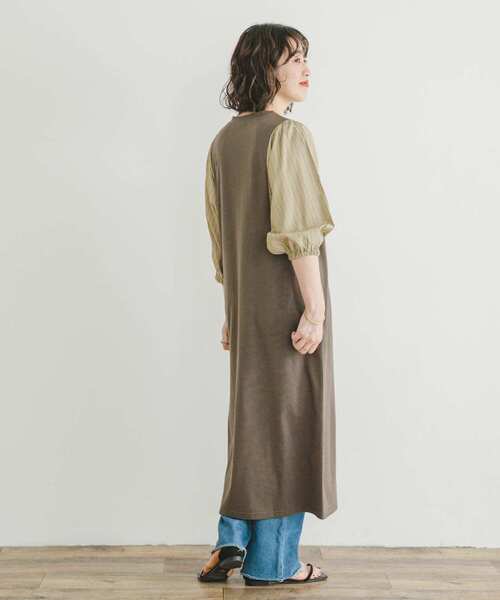 ITEMS URBANRESEARCH（アイテムズ アーバンリサーチ）の「ストライプフハクドッキングワンピース（ワンピース・レディース・モカ/ブラック・FREE）」の18枚目の写真