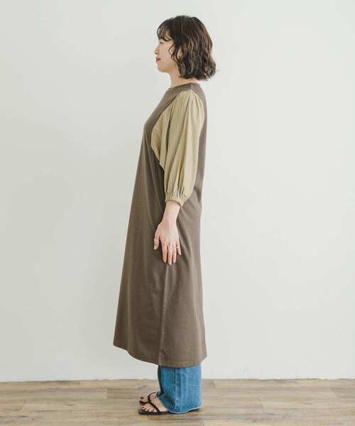 ITEMS URBANRESEARCH（アイテムズ アーバンリサーチ）の「ストライプフハクドッキングワンピース（ワンピース・レディース・モカ/ブラック・FREE）」の20枚目の写真