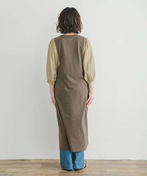 ITEMS URBANRESEARCH（アイテムズ アーバンリサーチ）の「ストライプフハクドッキングワンピース（ワンピース・レディース・モカ/ブラック・FREE）」の21枚目の写真