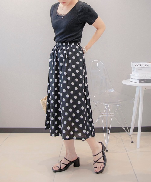 aimoha(アイモハ)の「シンプル 綿麻ブレンド 水玉スカート(スカート・レディース・ホワイト/ブラック・LARGE/MEDIUM/X-LARGE)」の11枚目の写真