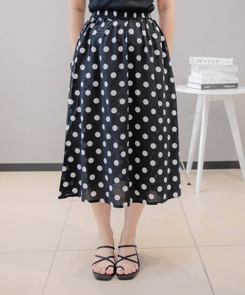 aimoha(アイモハ)の「シンプル 綿麻ブレンド 水玉スカート(スカート・レディース・ホワイト/ブラック・LARGE/MEDIUM/X-LARGE)」の16枚目の写真