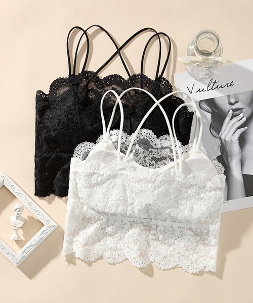 DiamondHearts（ダイヤモンドハーツ）の「ノンワイヤー花柄総レースチューブトップ（チューブトップ・レディース・ホワイト/ブラック・FREE）」の3枚目の写真