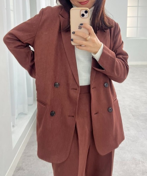 BELLUNA（ベルーナ）の「ウールライクジャケット（スーツジャケット・レディース・モスグリーン/ブラウン・X-LARGE/MEDIUM/LARGE）」の2枚目の写真