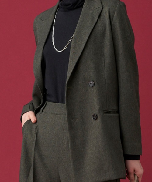 BELLUNA（ベルーナ）の「ウールライクジャケット（スーツジャケット・レディース・モスグリーン/ブラウン・X-LARGE/MEDIUM/LARGE）」の8枚目の写真