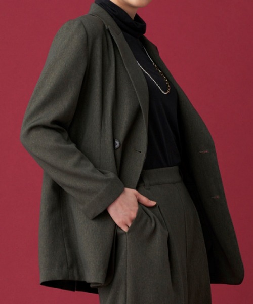 BELLUNA（ベルーナ）の「ウールライクジャケット（スーツジャケット・レディース・モスグリーン/ブラウン・X-LARGE/MEDIUM/LARGE）」の7枚目の写真