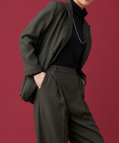 BELLUNA（ベルーナ）の「ウールライクジャケット（スーツジャケット・レディース・モスグリーン/ブラウン・X-LARGE/MEDIUM/LARGE）」の5枚目の写真