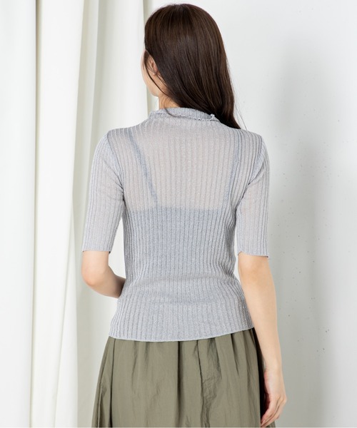 MILLION CARATS(ミリオンカラッツ)の「ラメのきらめきがコーデに華やかさをプラスする5分袖シアーニットプルオーバー(ニット/セーター・レディース・ブラック/ブラウン/グレー/オフホワイト・FREE)」の22枚目の写真