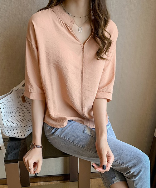 Amulet(アミュレット)の「スキッパーブラウス(シャツ/ブラウス・レディース・ピンク/ホワイト/イエロー/グリーン・L/XL/M)」の5枚目の写真