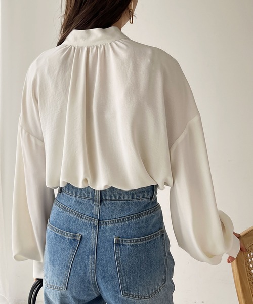 GeeRA(ジーラ)の「オンオフ着られる!前後2wayリボンボウタイブラウス(シャツ/ブラウス・レディース・ブルー/ブラック系その他/ブラック/アイボリー/ホワイト/ピンクベージュ/ベージュ・LARGE/MEDIUM/SMALL/X-LARGE)」の19枚目の写真