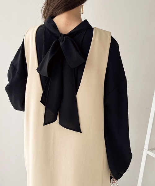 ☆出品 ROJITA ブラウス シャツ ロゴテープボウタイブラウス レディース