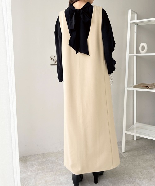 GeeRA(ジーラ)の「オンオフ着られる!前後2wayリボンボウタイブラウス(シャツ/ブラウス・レディース・ブルー/ブラック系その他/ブラック/アイボリー/ホワイト/ピンクベージュ/ベージュ・LARGE/MEDIUM/SMALL/X-LARGE)」の9枚目の写真