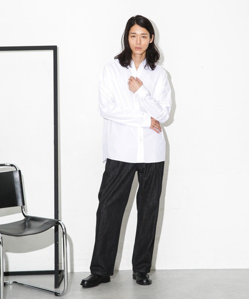 NANO universe（ナノユニバース）の「「大人のワイドシャツ」バンドカラー 長袖（シャツ/ブラウス・メンズ・ホワイト/ベージュ/ブルー・S/M/L）」の15枚目の写真