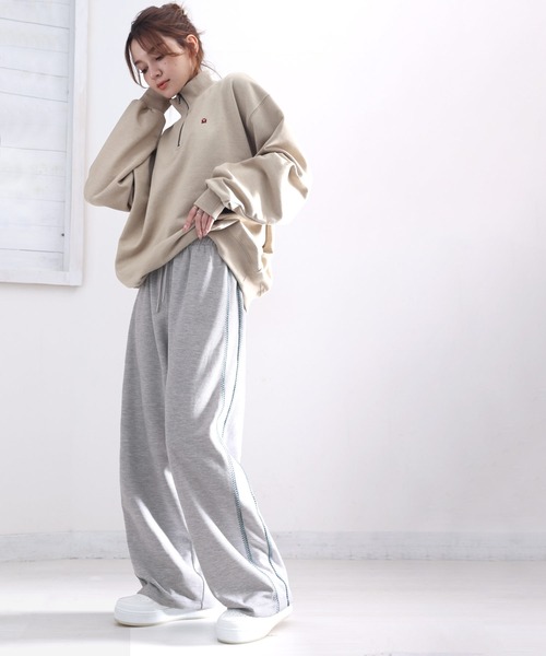 classicalelf（クラシカルエルフ）の「さりげないアクセントでこなれ感をplus。配色ステッチラインパンツ（スウェットパンツ・レディース・ブラック/杢グレー・MEDIUM/SMALL/X-LARGE/LARGE）」の6枚目の写真