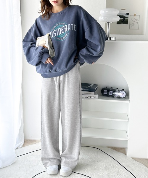 classicalelf（クラシカルエルフ）の「さりげないアクセントでこなれ感をplus。配色ステッチラインパンツ（スウェットパンツ・レディース・ブラック/杢グレー・MEDIUM/SMALL/X-LARGE/LARGE）」の14枚目の写真