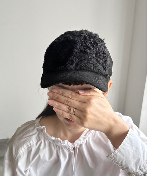 COMMON WARE（コモンウェアー）の「ST:PB/FFUR PTN CAP　ファーポイントキャップ（キャップ・レディース・ベージュ/ブラック・FREE）」の7枚目の写真