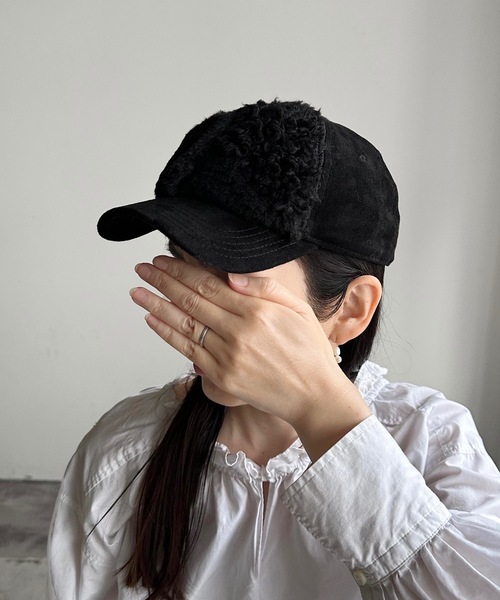 COMMON WARE（コモンウェアー）の「ST:PB/FFUR PTN CAP　ファーポイントキャップ（キャップ・レディース・ベージュ/ブラック・FREE）」の6枚目の写真