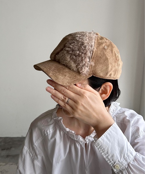 COMMON WARE（コモンウェアー）の「ST:PB/FFUR PTN CAP　ファーポイントキャップ（キャップ・レディース・ベージュ/ブラック・FREE）」の13枚目の写真