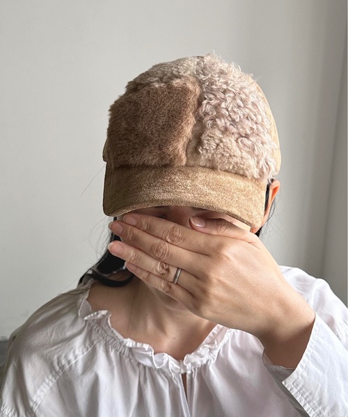 COMMON WARE（コモンウェアー）の「ST:PB/FFUR PTN CAP　ファーポイントキャップ（キャップ・レディース・ベージュ/ブラック・FREE）」の12枚目の写真