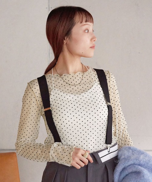 w closet（ダブルクローゼット）の「チュールドットボートネックプルオーバー（Tシャツ/カットソー・レディース・ブラック/ベージュ系その他/アイボリー・FREE）」の9枚目の写真