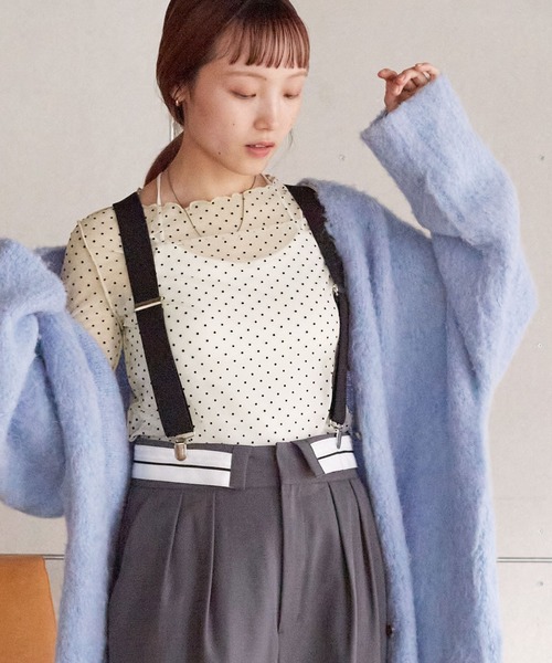 w closet（ダブルクローゼット）の「チュールドットボートネックプルオーバー（Tシャツ/カットソー・レディース・ブラック/ベージュ系その他/アイボリー・FREE）」の13枚目の写真