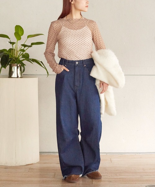 w closet（ダブルクローゼット）の「チュールドットボートネックプルオーバー（Tシャツ/カットソー・レディース・ブラック/ベージュ系その他/アイボリー・FREE）」の14枚目の写真