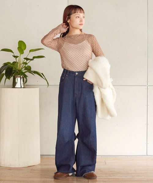 w closet（ダブルクローゼット）の「チュールドットボートネックプルオーバー（Tシャツ/カットソー・レディース・ブラック/ベージュ系その他/アイボリー・FREE）」の17枚目の写真