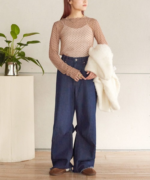 w closet（ダブルクローゼット）の「チュールドットボートネックプルオーバー（Tシャツ/カットソー・レディース・ブラック/ベージュ系その他/アイボリー・FREE）」の19枚目の写真