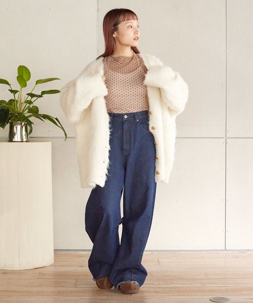 w closet（ダブルクローゼット）の「チュールドットボートネックプルオーバー（Tシャツ/カットソー・レディース・ブラック/ベージュ系その他/アイボリー・FREE）」の21枚目の写真