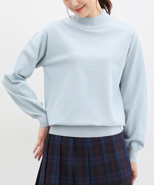 Honeys(ハニーズ)の「ヒアルロン酸ハイネックニット(ニット/セーター・レディース・アイボリー/ブルー/杢グレー/イエロー/オレンジ/ブラック/サックスブルー・M/S/L)」の4枚目の写真