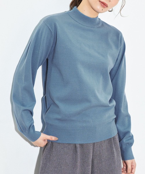 Honeys(ハニーズ)の「ヒアルロン酸ハイネックニット(ニット/セーター・レディース・アイボリー/ブルー/杢グレー/イエロー/オレンジ/ブラック/サックスブルー・M/S/L)」の5枚目の写真