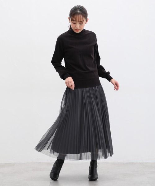 Honeys(ハニーズ)の「ヒアルロン酸ハイネックニット(ニット/セーター・レディース・アイボリー/ブルー/杢グレー/イエロー/オレンジ/ブラック/サックスブルー・M/S/L)」の10枚目の写真