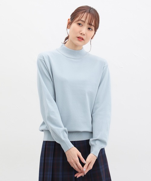 Honeys(ハニーズ)の「ヒアルロン酸ハイネックニット(ニット/セーター・レディース・アイボリー/ブルー/杢グレー/イエロー/オレンジ/ブラック/サックスブルー・M/S/L)」の18枚目の写真