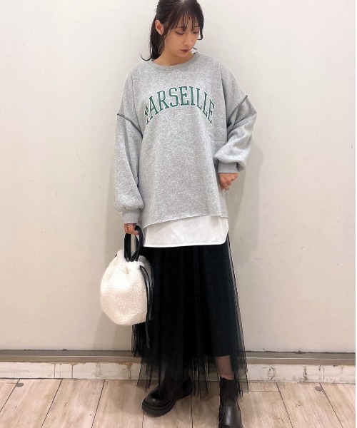 RAY CASSIN FAVORI（レイカズンフェバリ）の「・RAY　CASSIN　ロゴptカラーステッチスウェット（スウェット・レディース・杢グレー/グリーン/チャコールグレー/ブラック・FREE）」の6枚目の写真