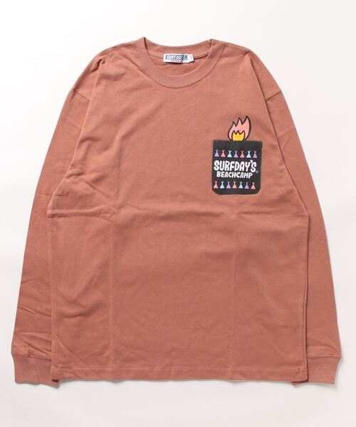Surf Day's(サーフデイズ)の「【Surf Days】 空紡糸天竺 プリント L/S TEE(Tシャツ/カットソー・メンズ・チャコールグレー/ホワイト/ピンク系その他・2/3)」の3枚目の写真