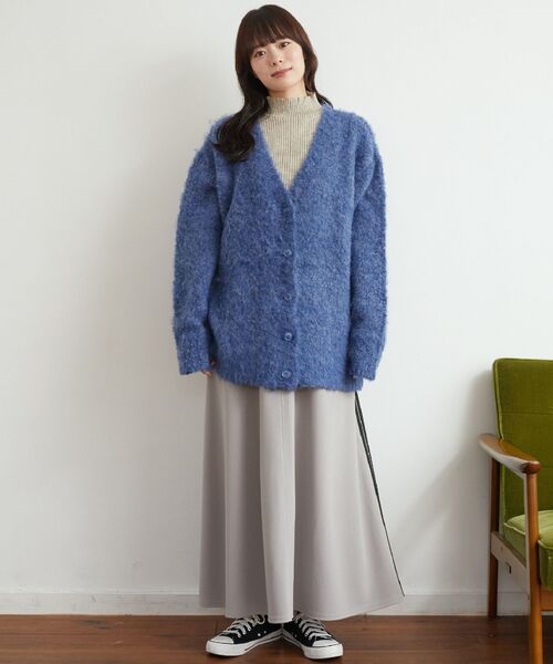 RETRO GIRL（レトロガール）の「【UNIXSEX】起毛ブークレBIGカーデ（カーディガン/ボレロ・レディース・グリーン/ブルー/オレンジ/イエロー/ピンク/オフホワイト・FREE）」の10枚目の写真