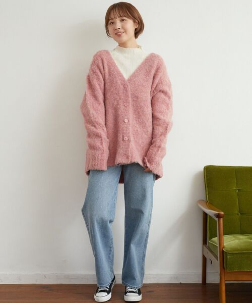 RETRO GIRL（レトロガール）の「【UNIXSEX】起毛ブークレBIGカーデ（カーディガン/ボレロ・レディース・グリーン/ブルー/オレンジ/イエロー/ピンク/オフホワイト・FREE）」の17枚目の写真