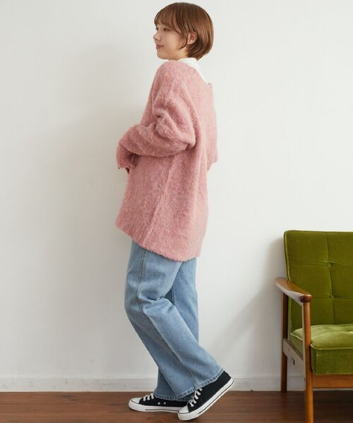 RETRO GIRL（レトロガール）の「【UNIXSEX】起毛ブークレBIGカーデ（カーディガン/ボレロ・レディース・グリーン/ブルー/オレンジ/イエロー/ピンク/オフホワイト・FREE）」の18枚目の写真