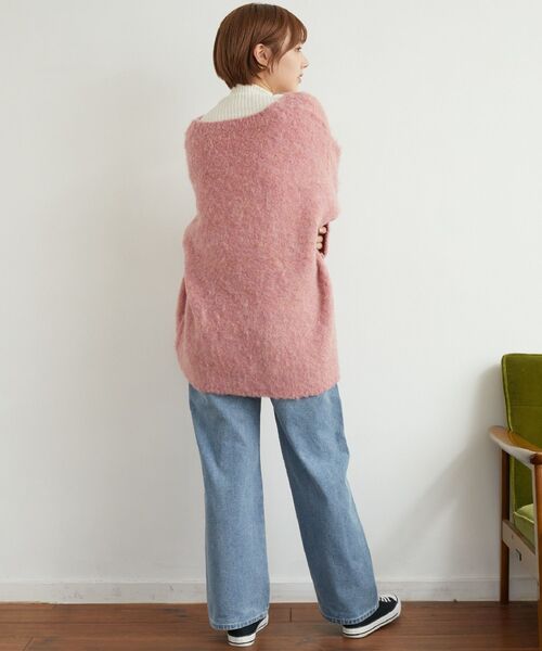 RETRO GIRL（レトロガール）の「【UNIXSEX】起毛ブークレBIGカーデ（カーディガン/ボレロ・レディース・グリーン/ブルー/オレンジ/イエロー/ピンク/オフホワイト・FREE）」の20枚目の写真