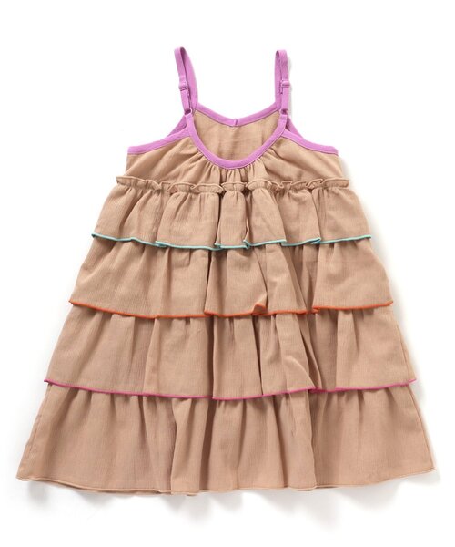 apres les cours（アプレレクール）の「WEB限定 カラフルティアードキャミワンピース（ワンピース・キッズ・ベージュ/エメラルド・90/140/130/110/80/120/100）」の4枚目の写真