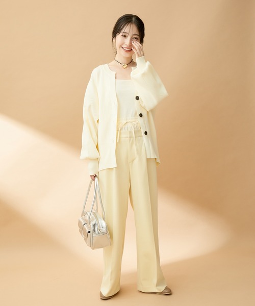 VIS（ビス）の「【洗える】ダブルウエストワイドパンツ（スラックス・レディース・チャコールグレー/グレー/ベージュ系その他3・S/M/L）」の19枚目の写真