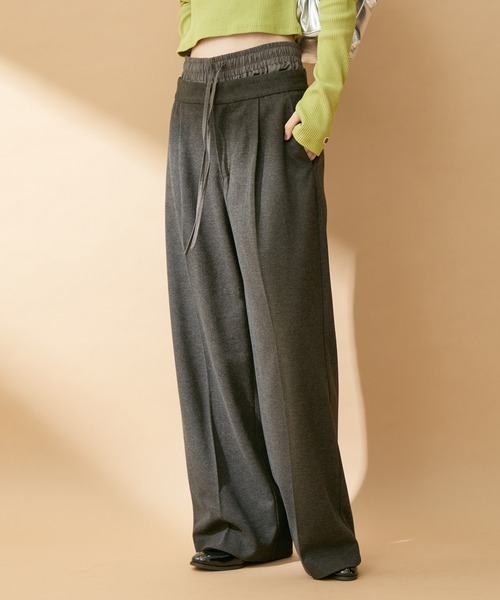 VIS（ビス）の「【洗える】ダブルウエストワイドパンツ（スラックス・レディース・チャコールグレー/グレー/ベージュ系その他3・S/M/L）」の16枚目の写真